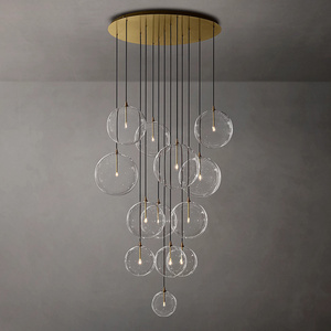 Long  Staircase Chandelier Pendant Light Modern  Hanging Clear Glass  Bubble Ball  Staircase Light