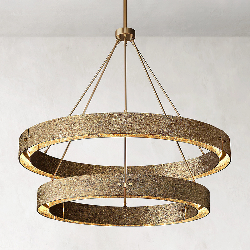 Wheel Chandelier Gold Round Chandelier Large Luxury Light Fixture Hotel Brass Modern LED Chandelier Pendant Light