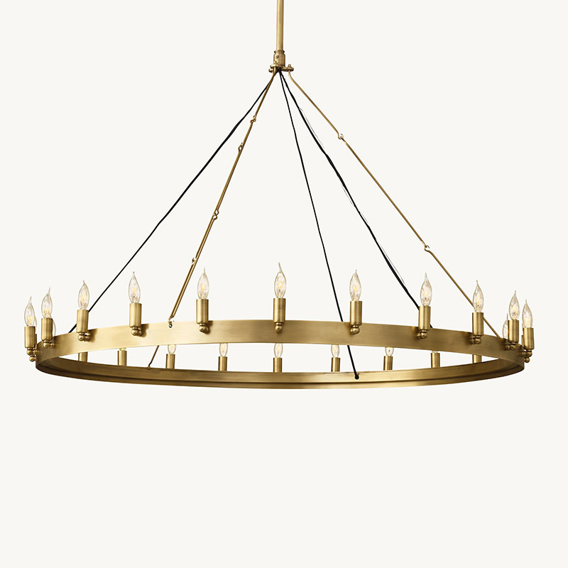 American Brass Pendant Lights Vintage Wagon Wheel  Chandelier LED Pendant Hanging Lighting Ceiling Fixtures