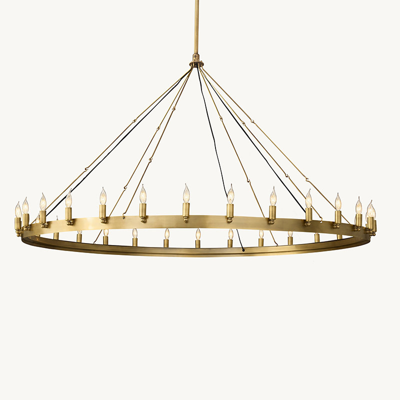 American Brass Pendant Lights Vintage Wagon Wheel  Chandelier LED Pendant Hanging Lighting Ceiling Fixtures