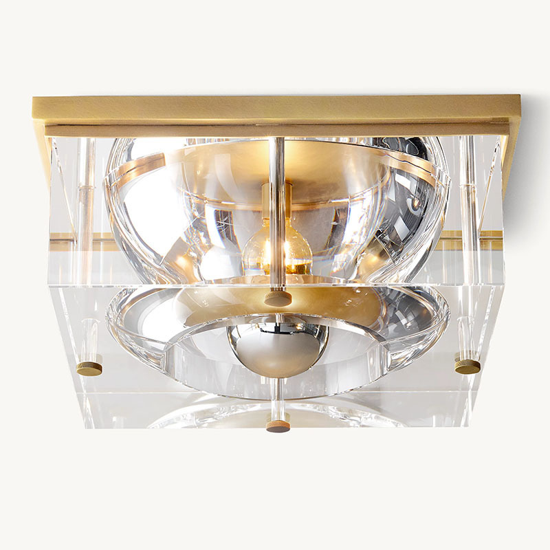 Design Solid Brass Material Restoration Flush Mount Light Hardware For Bed Room Ceiling Pendant Light Crystal American Style