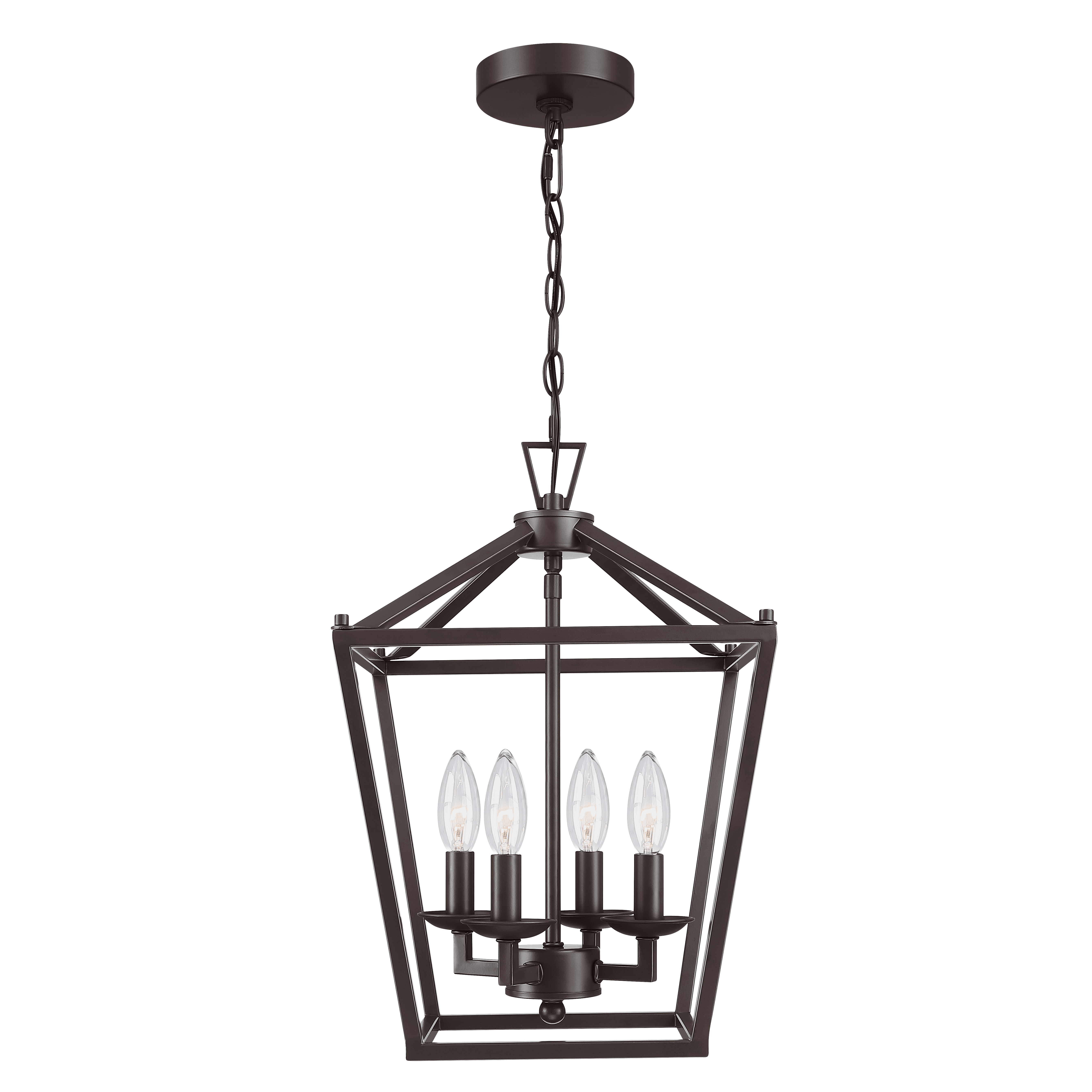 Home Decor American style retro industrial Metal Cage Lantern black kitchen island pendant hanging light lamp with chain