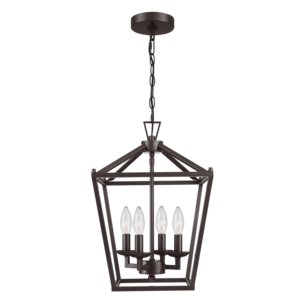 Home Decor American style retro industrial Metal Cage Lantern black kitchen island pendant hanging light lamp with chain