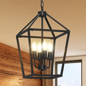 Retro Oil Rubbed Bronze Lantern Metal Plug in Farmhouse Fixtures Black LED Hanging Pendant dining light lamp