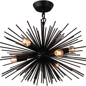 Modern Black Sputnik Chandelier Vintage Geometric Black  Lighting Fixture Farmhouse Chandelier for Dining Room Solid Metal