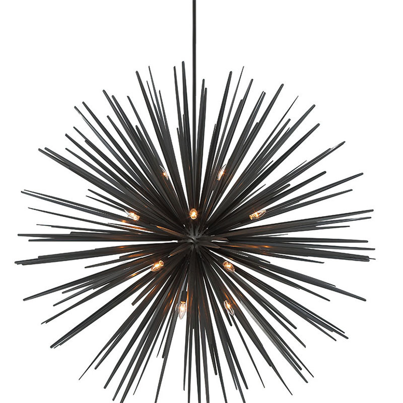 Modern Black Sputnik Chandelier Vintage Geometric Black  Lighting Fixture Farmhouse Chandelier for Dining Room Solid Metal