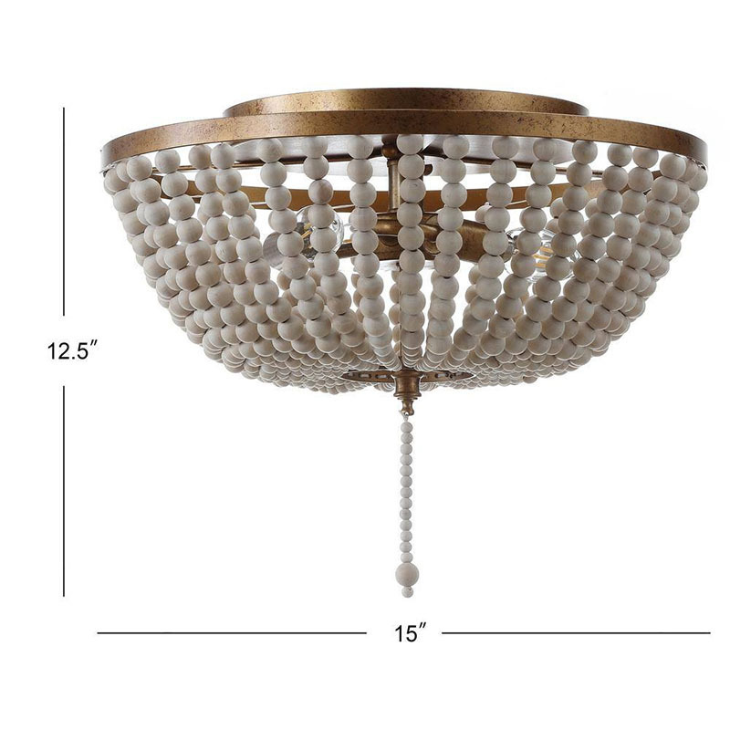 American Design Hanging Lamp Rustic Wooden Bead Ceiling Light 2-Light Entryway Home Ceiling Light Fixture