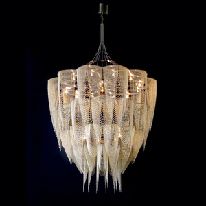 Luxury Dinning mid century chandelier  Metal wire mesh Modern Large Postmodern Decoration Aluminum chain tassel Chandeliers