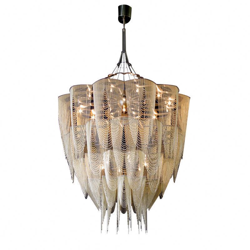 Luxury Dinning mid century chandelier  Metal wire mesh Modern Large Postmodern Decoration Aluminum chain tassel Chandeliers