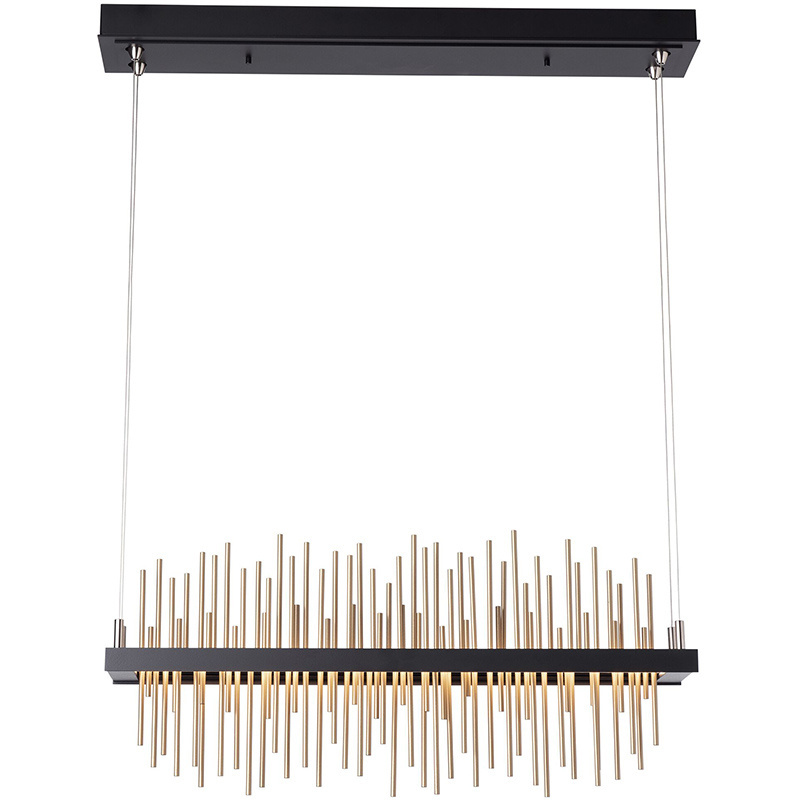 Nordic Modern Metal Hanging Chandelier for Dining Room Kitchen Island Lighting Gold Black LED Linear Pendant Light