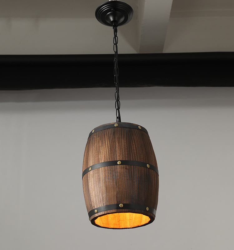 Dining Kitchen Lighting Rustic Farmhouse Light Fixture Ceiling Retro Vintage Wood Wine Barrel Pendant Light