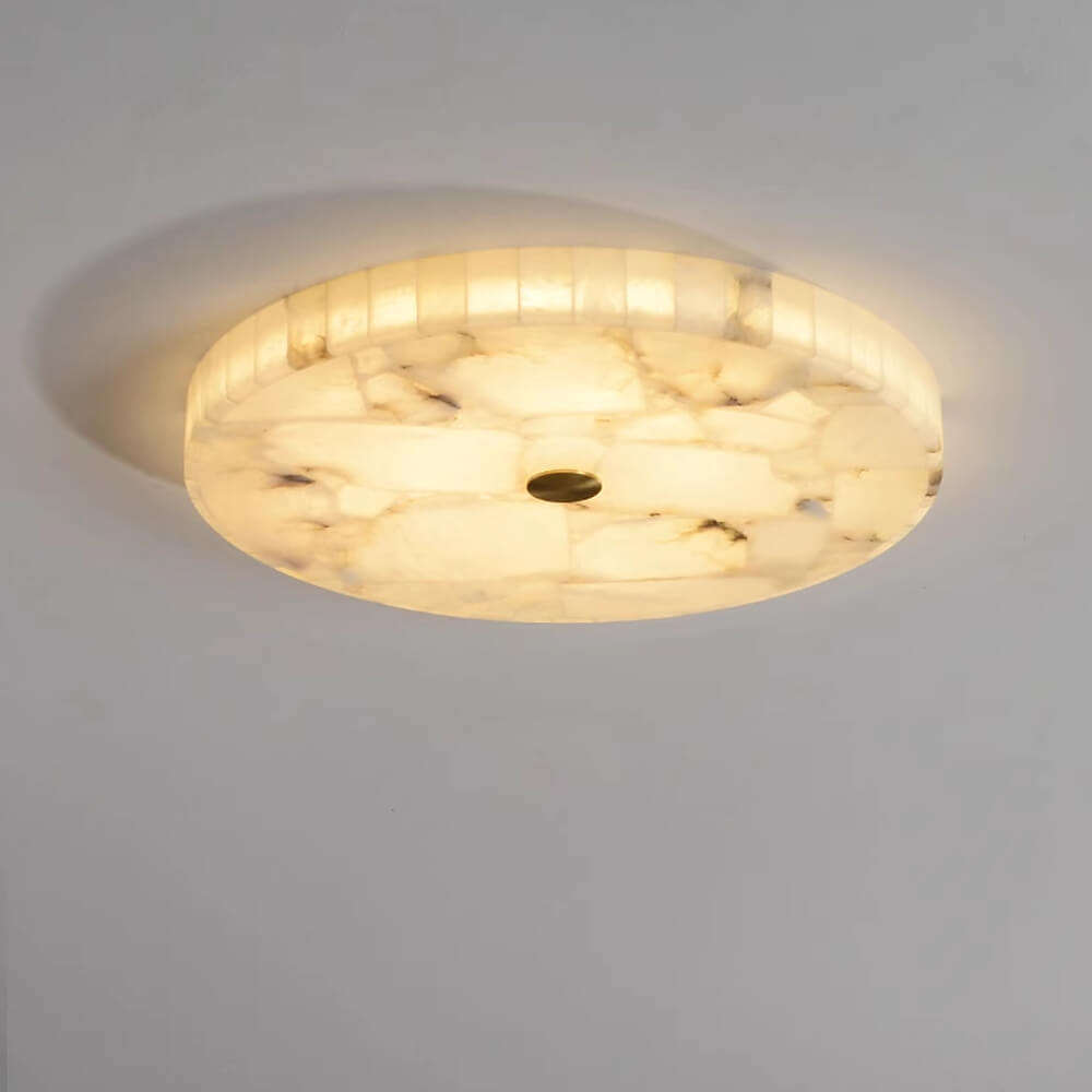 Spanish copper marble bedroom ceiling lamp luxury room round balcony lamp brass alabaster chandelier ceiling light Flush Mount