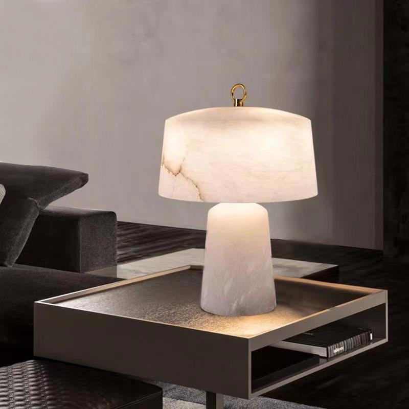 Bedside Decorative Light Luxury Restaurant Hotel Marble Table Lamp Bedroom Alabaster Shade Table Lamp