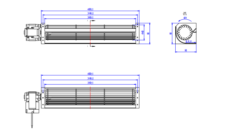 Factory Price Aluminum Alloy AC GL60380 Cooling Blower Tangential Cross Flow Fan