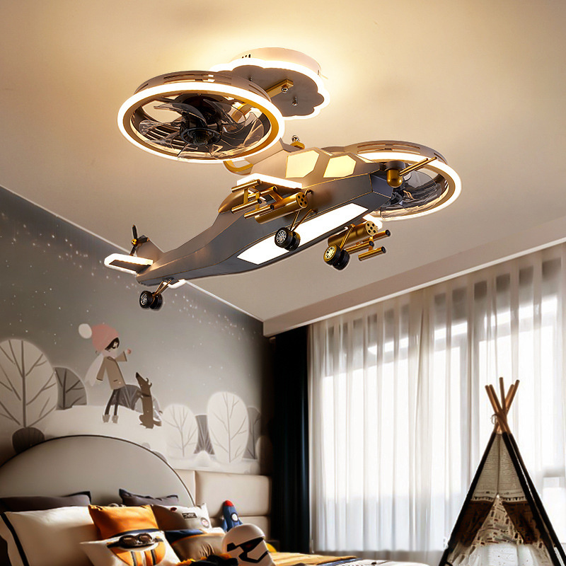 New Design Fan Lamp Ventilador De Techo Inteligente Helicopter Ceiling Fan With Light