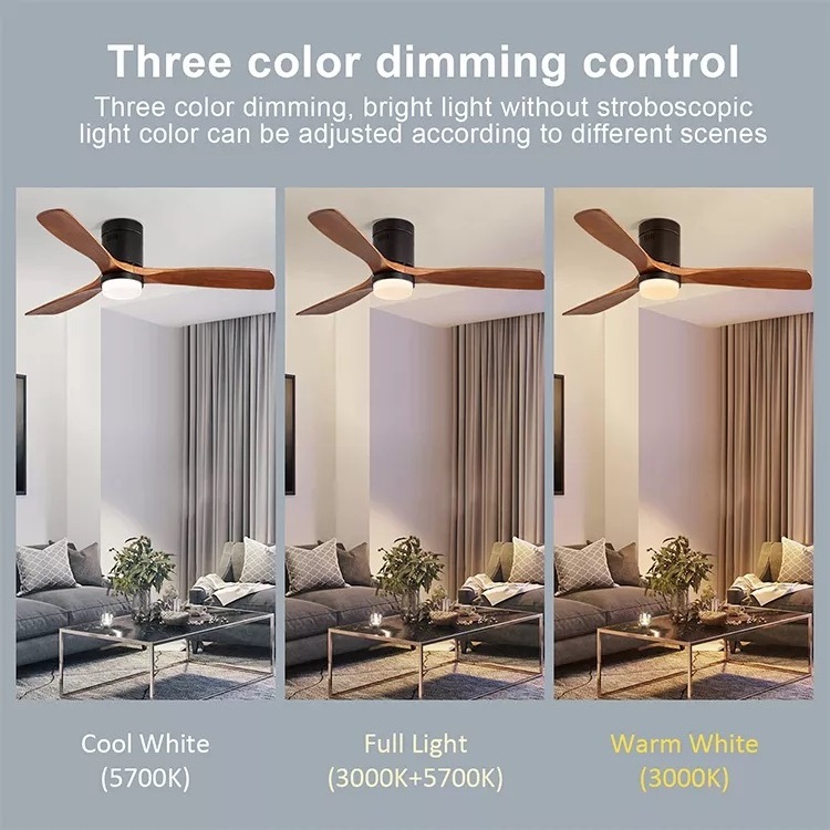 52 Inch Colorful Flushed Mounted Remote Control Indoor Lighting Ceiling Fan With Light