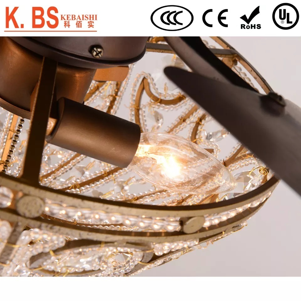 Perfect Painting Decorative Lighting Crystal Chandelier Pendant Pull Chain Ceiling Fans With Crystal Light