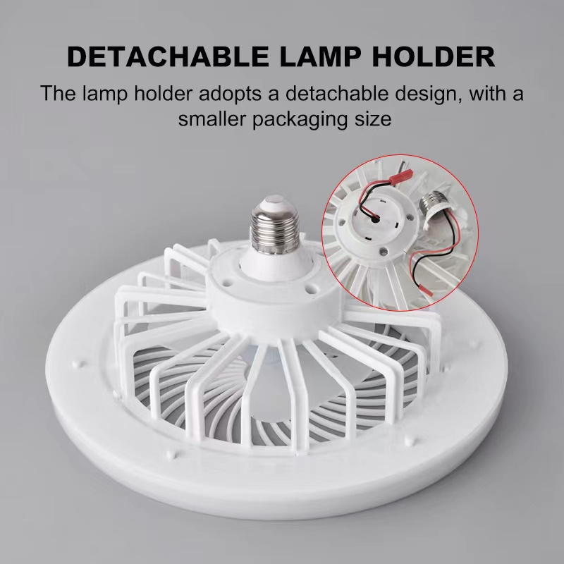 Farmhouse Kitchen Mini Dimmable 3 Wind Speeds Remote Control Enclosed E27 Bulb Socket Fan Ceiling Fan With Light