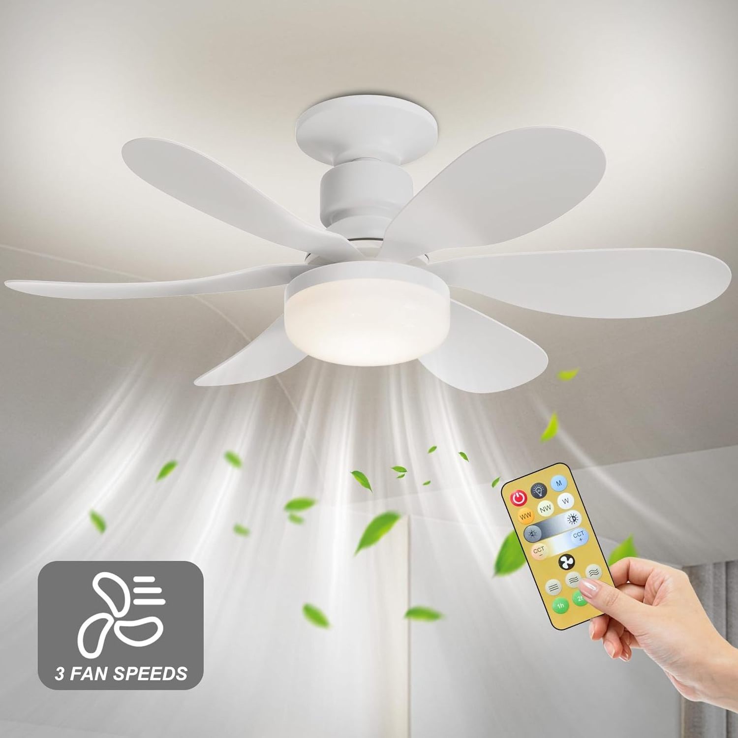 Energy Saving Socket Fan Light Dimmable Enclosed Kitchen E26 E27 Bulb 5 Blades Socket Fan Ceiling Fan With Light