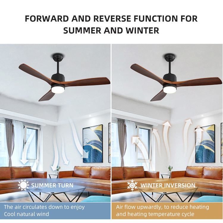 Indoor 52 Inch 3 Blade Led Ceiling Fan Lamp With Remote Control