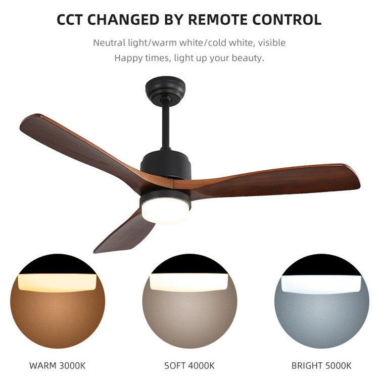 Indoor 52 Inch 3 Blade Led Ceiling Fan Lamp With Remote Control