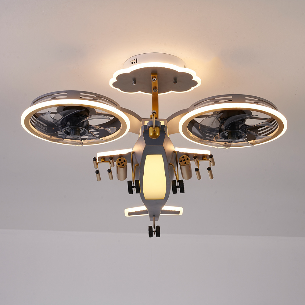 New Design Fan Lamp Ventilador De Techo Inteligente Helicopter Ceiling Fan With Light