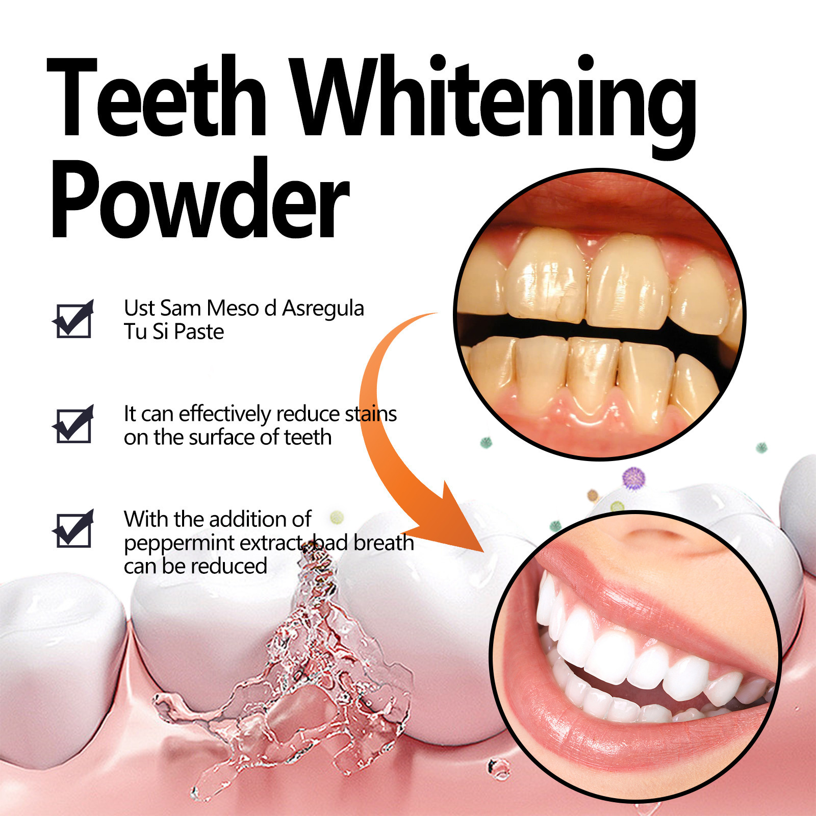 Oem Organic Mint Flavor Tooth Powder Activated Charcoal Easy White Teeth Whitening Powder