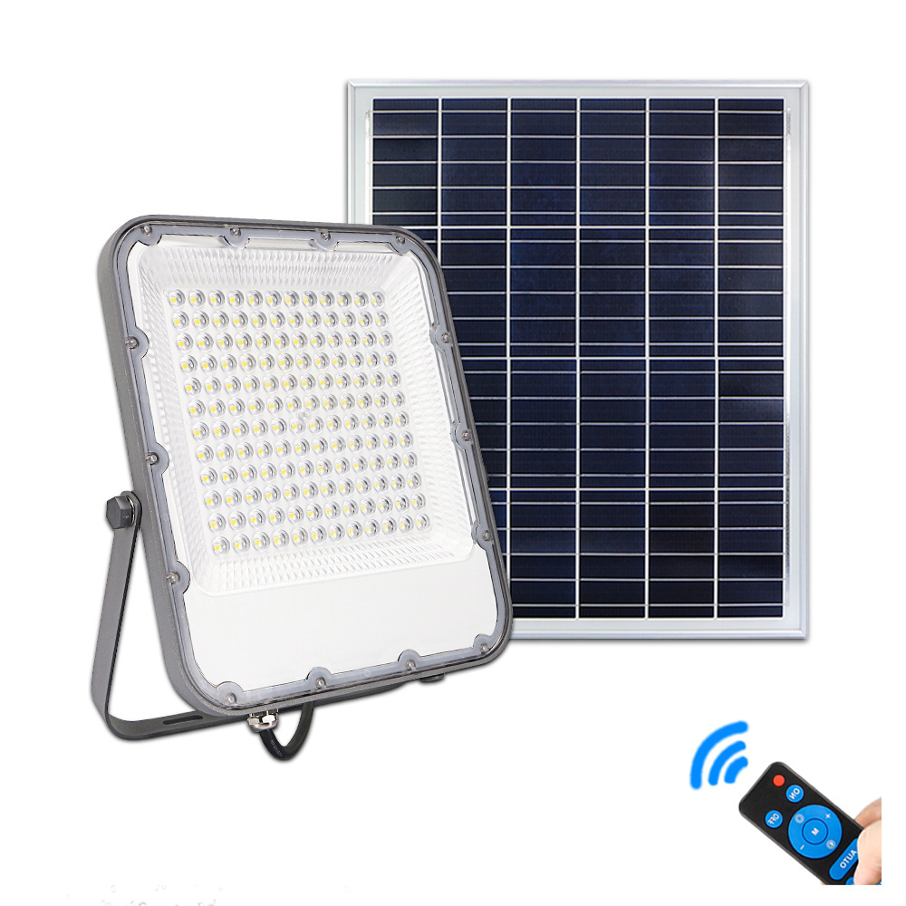 KCD Tuya DC 12v Sport Field IP67 150w 200w 400w LED Rechargeable Solar Flood Light 300w Solar Floodlights With Remote Control