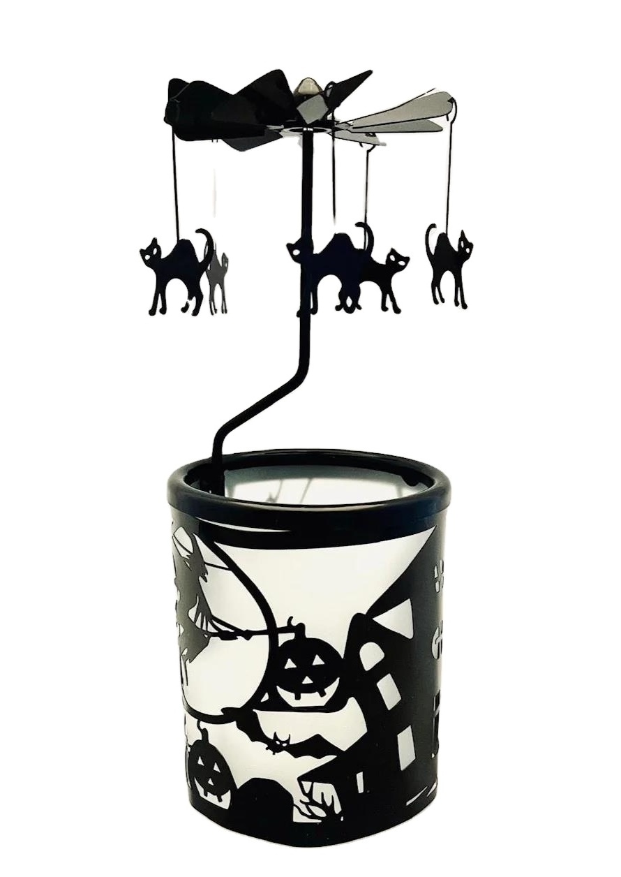 Cat Candle Carousel Rotating Candle Holder Candle Spinner for Halloween Decoration