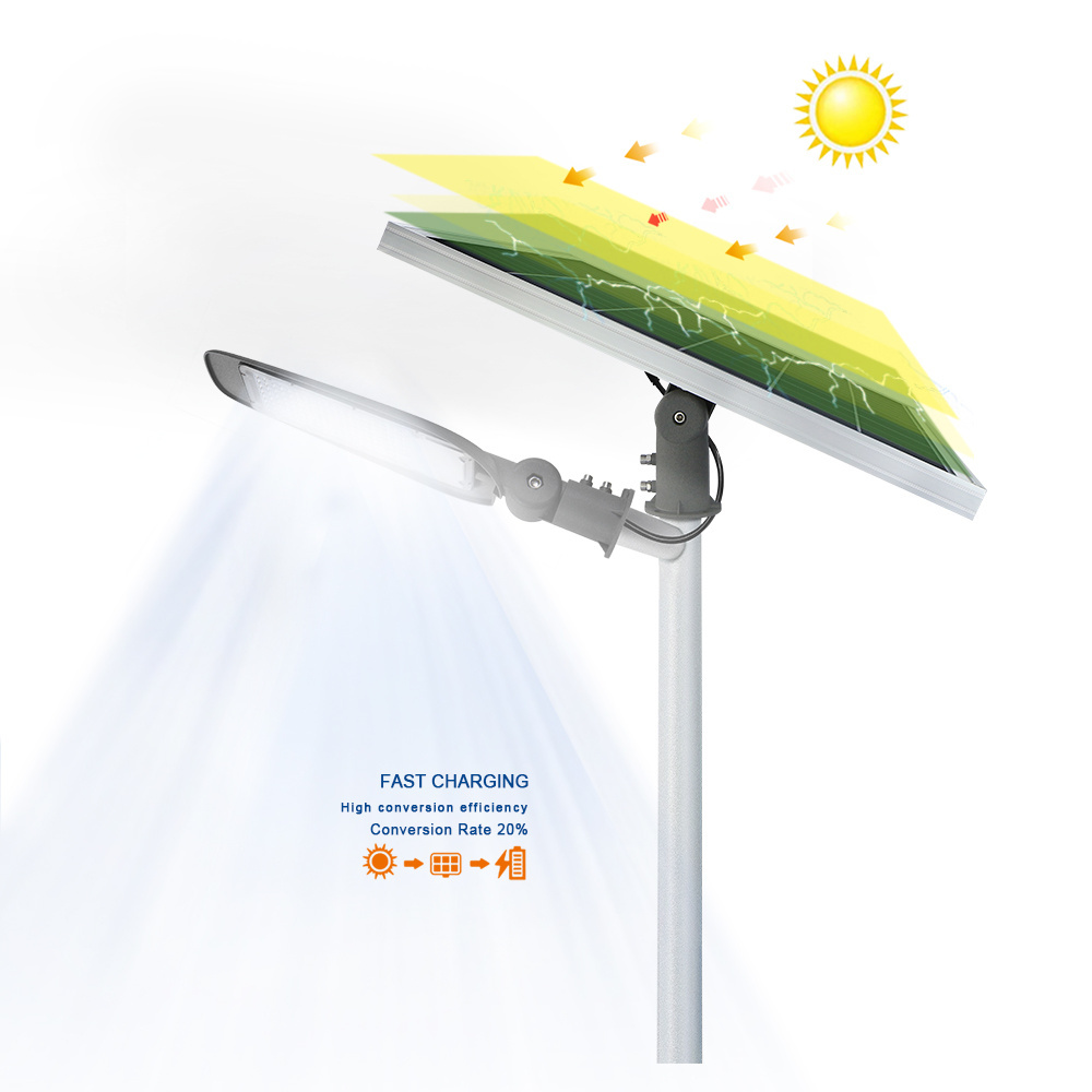 KCD outdoor high lumen waterproof ip66 large battery led all in one solar street light 200w