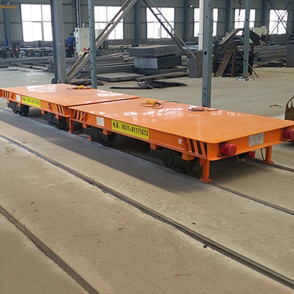 Warehouse 20 a 50t Electric Railway Wagon Flatbed Rail Car for Heavy Load Handling