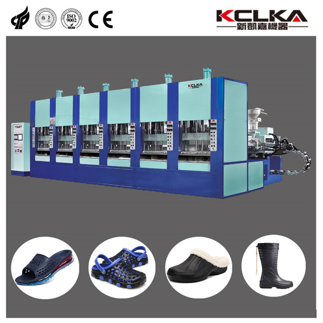 KCLKA Automatic EVA Injection Moulding Machine Single Color Two Injector  Six Station Servo Motor Shoe Making Machine