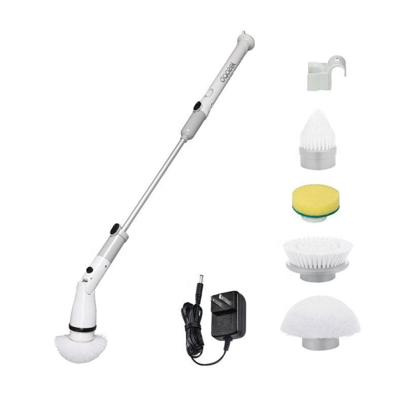 Electric Spin Scrubber Hand Held Cleaning Brush With 4 Replaceable Brush Heads For Cleaning Bathroom Kitchen Floor