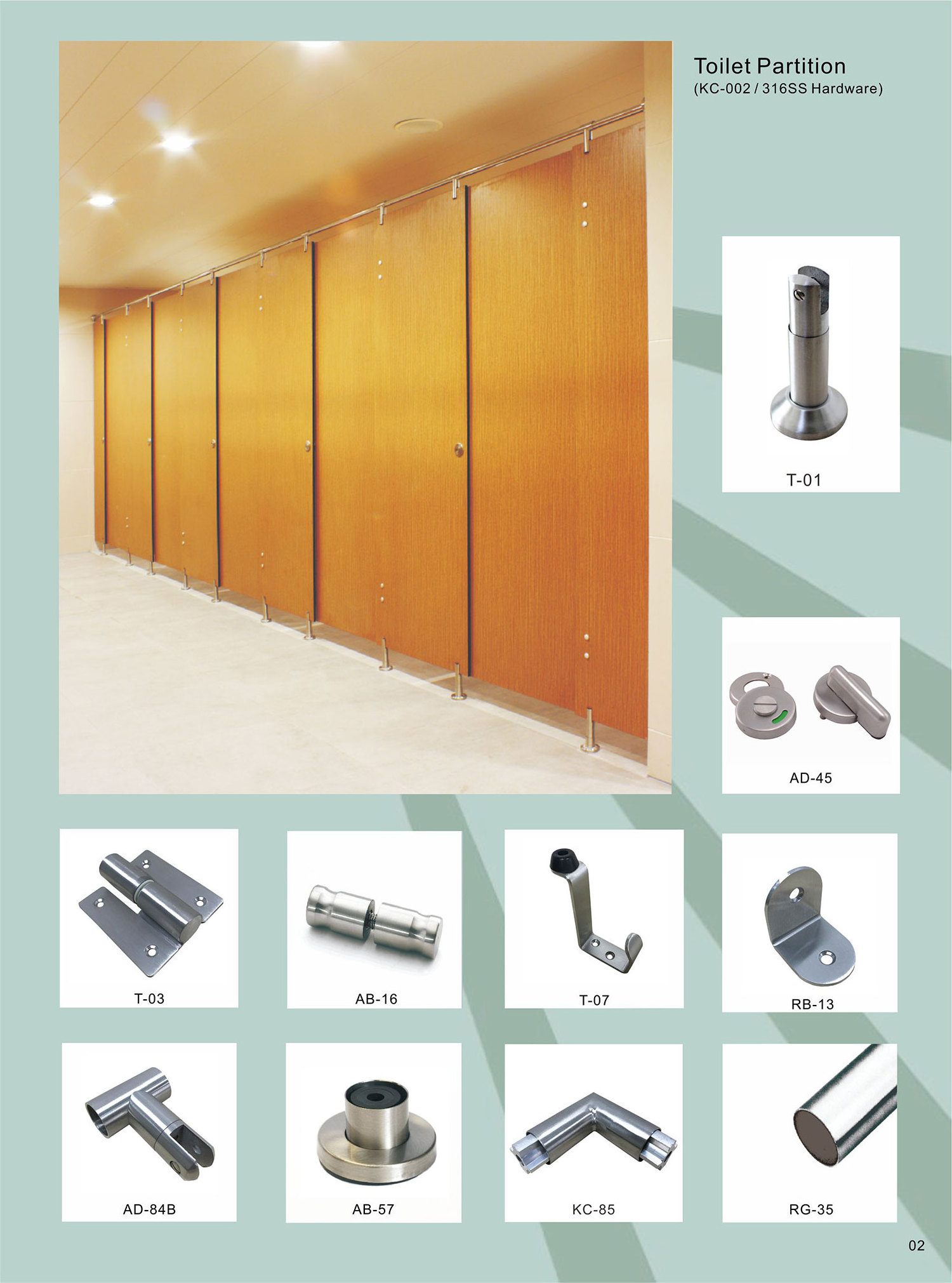 HPL Toilet Cubicle Accessories/304 ss Toilet Partition Hardware Fittings