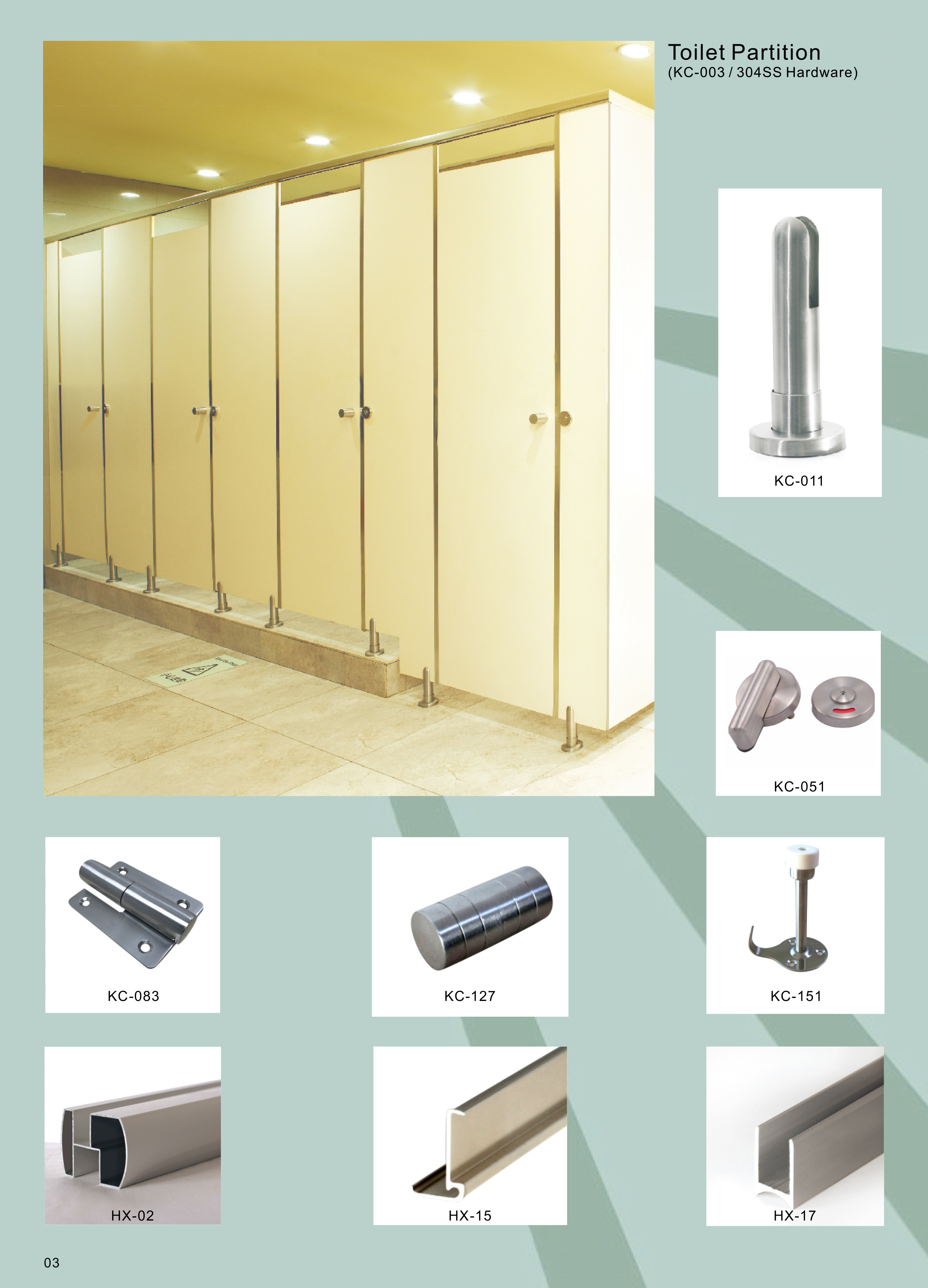 HPL Toilet Cubicle Accessories 304 SS Toilet Partition Hardware Fittings