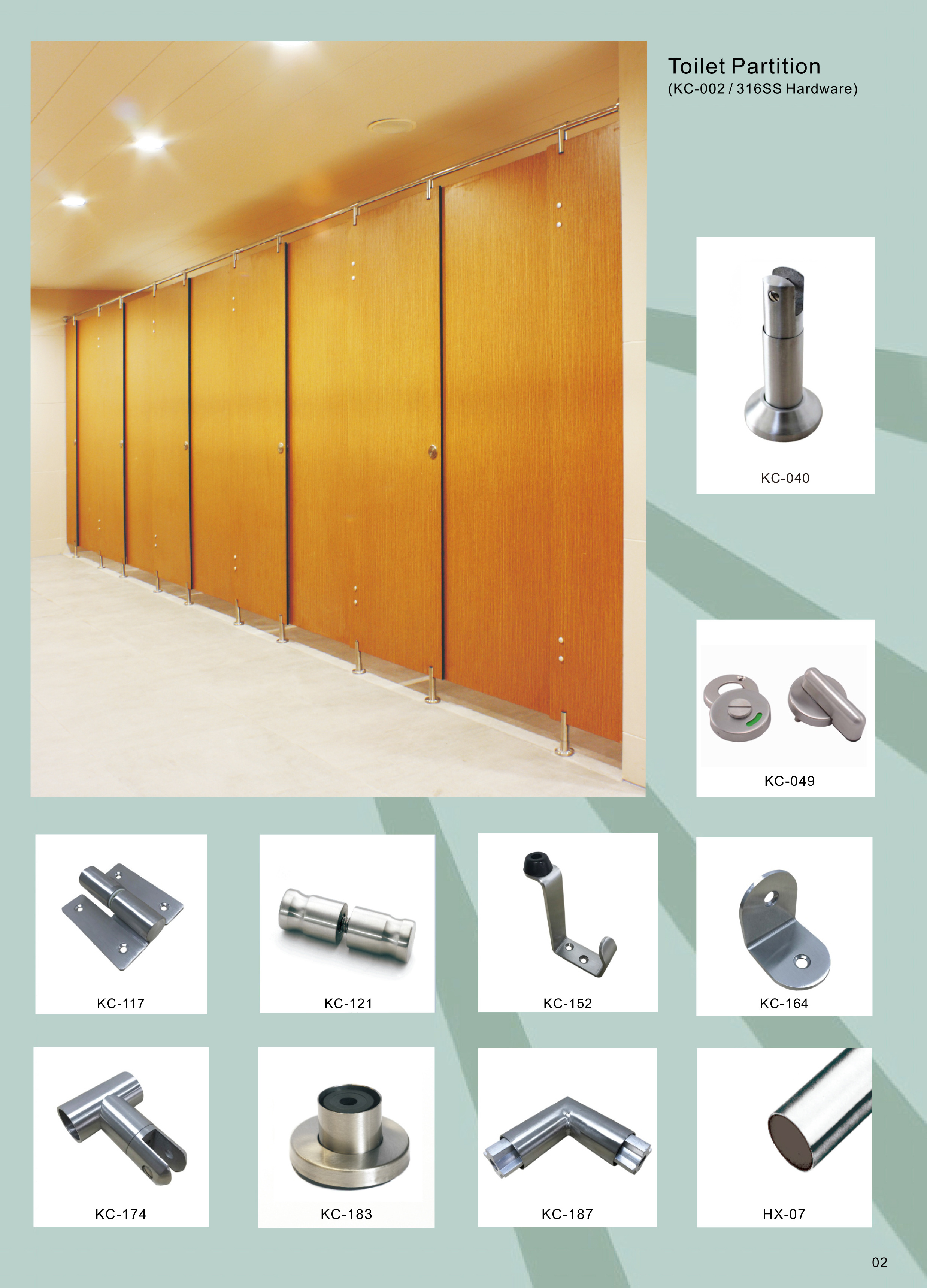 HPL Toilet Cubicle Accessories 304 SS Toilet Partition Hardware Fittings