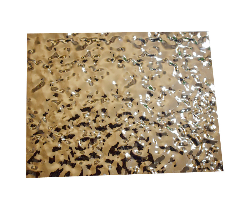 Sucel 4*8 Water Ripple Corrugated Emboss Patterned Metal Water Ripple Stainless Steel Gold Decorative Sheet for Wall Cladding