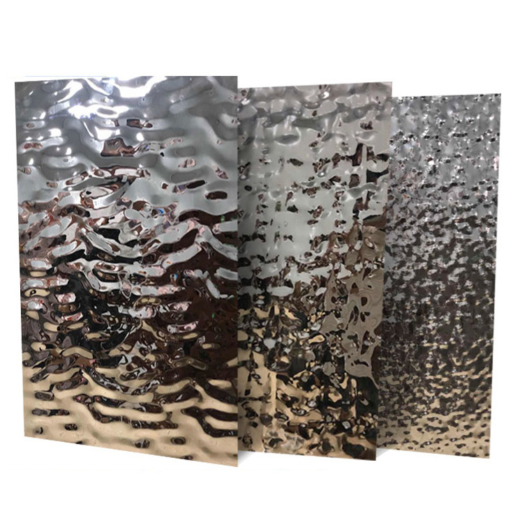 201 304 Decorative Ceiling Wall Panels Water Ripple Corrugated Hammered Stainless Steel Sheet