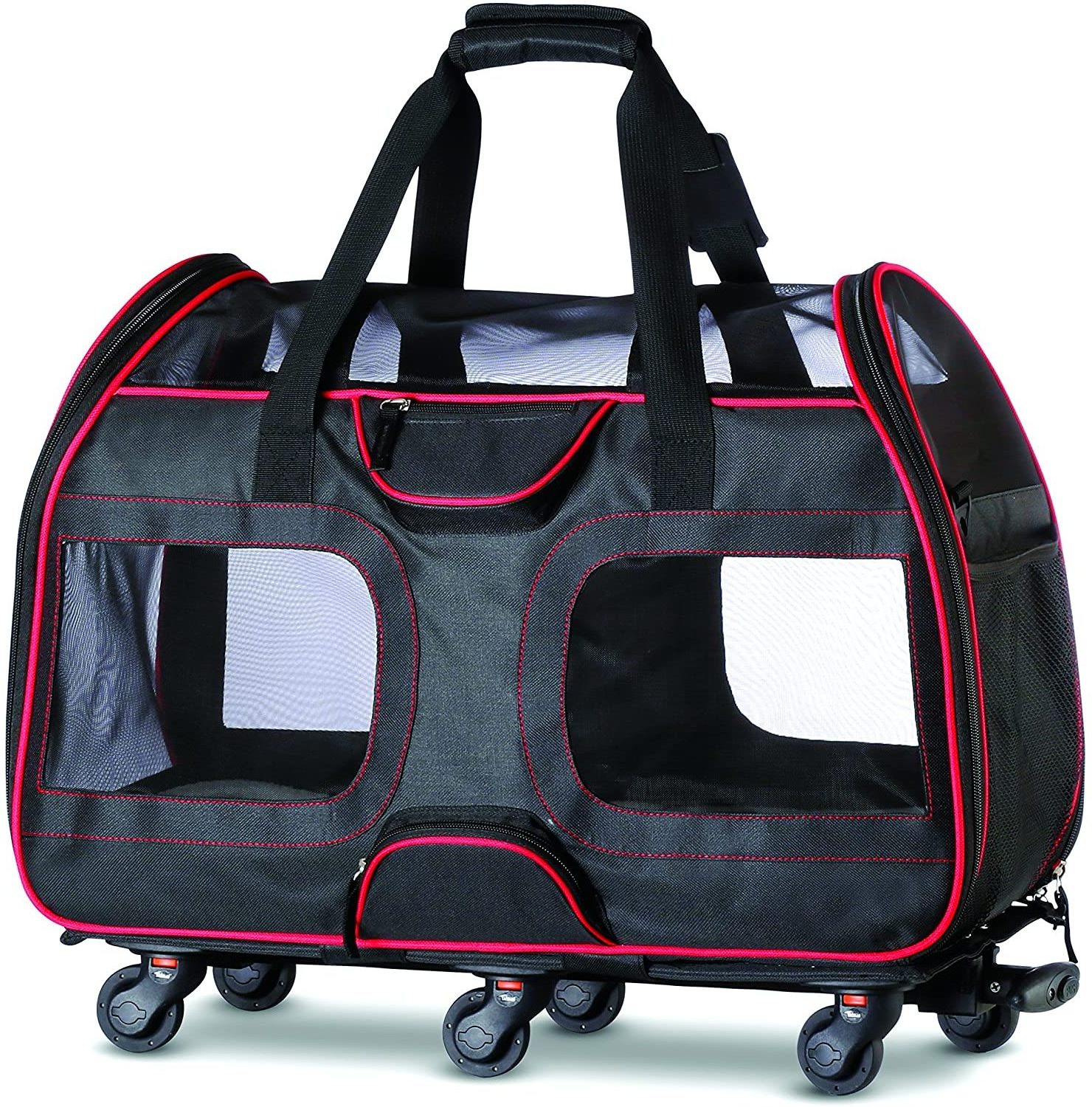 FREE SAMPLE Pet Carrier with Removable Wheels Soft Sided Airline Approved Small Dog and Cat Carrying Bag