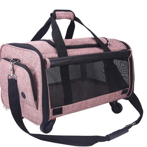 FREE SAMPLE Pet Carrier Airline Approved Soft-Sided Dog Travel Carriers with Removable Wheels Perfect Cats Pups Small Animals