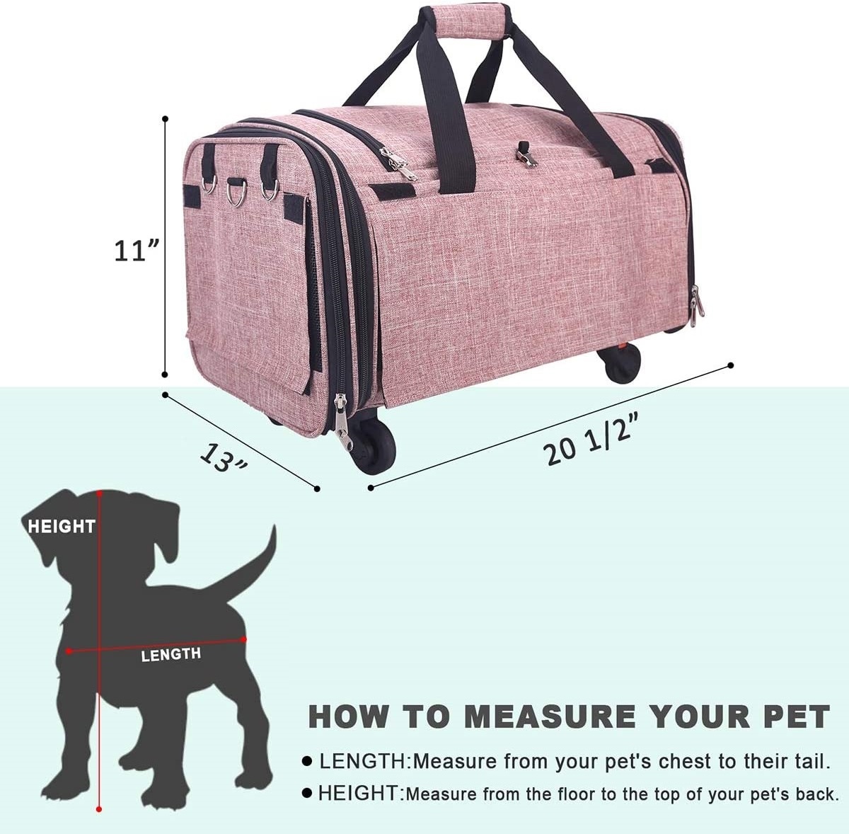 FREE SAMPLE Pet Carrier Airline Approved Soft-Sided Dog Travel Carriers with Removable Wheels Perfect Cats Pups Small Animals