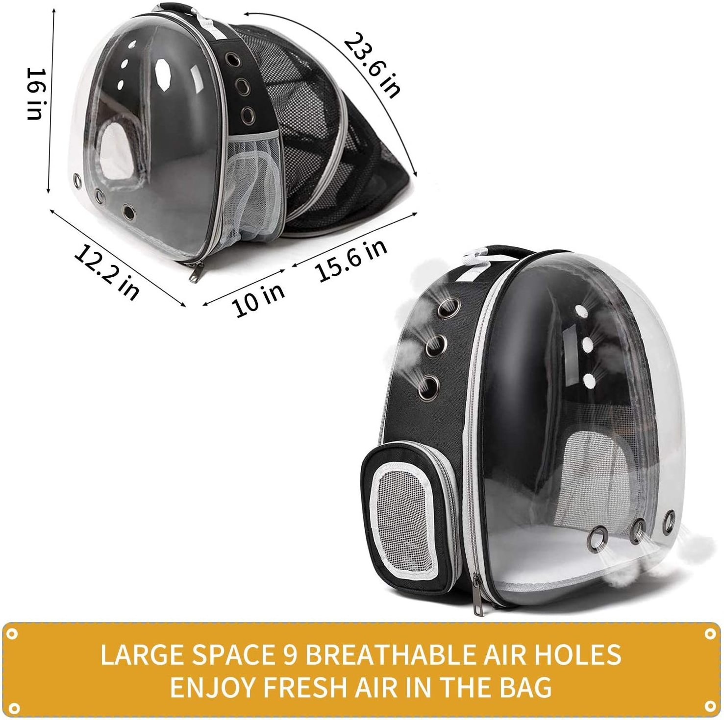 FREE SAMPLE Dog Expandable Cat Backpack Carrier Dual Expandable Pet Carrier for Cats and Dogs Up to Space Capsule Transparent