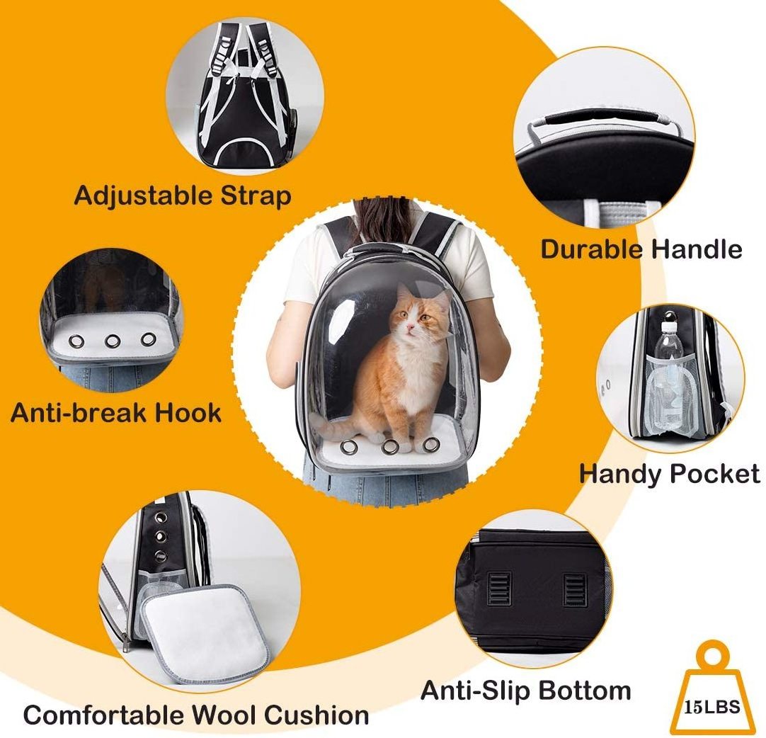 FREE SAMPLE Dog Expandable Cat Backpack Carrier Dual Expandable Pet Carrier for Cats and Dogs Up to Space Capsule Transparent