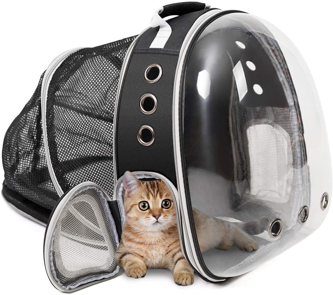 FREE SAMPLE Dog Expandable Cat Backpack Carrier Dual Expandable Pet Carrier for Cats and Dogs Up to Space Capsule Transparent