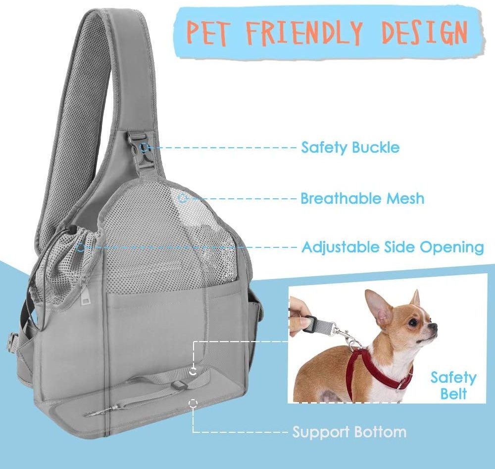 FREE SAMPLE Pet Dog Sling Carrier Comfortable Firm Bottom Sling for Small Dogs Cats Hand Free Breathable Papoose Travel Bag