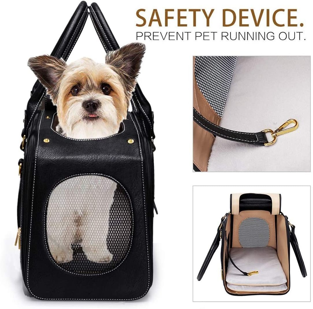 FREE SAMPLE Dog Carrier Purse Pet Cat Carrier Foldable Waterproof Premium Leather Pet Travel Bag Carrier