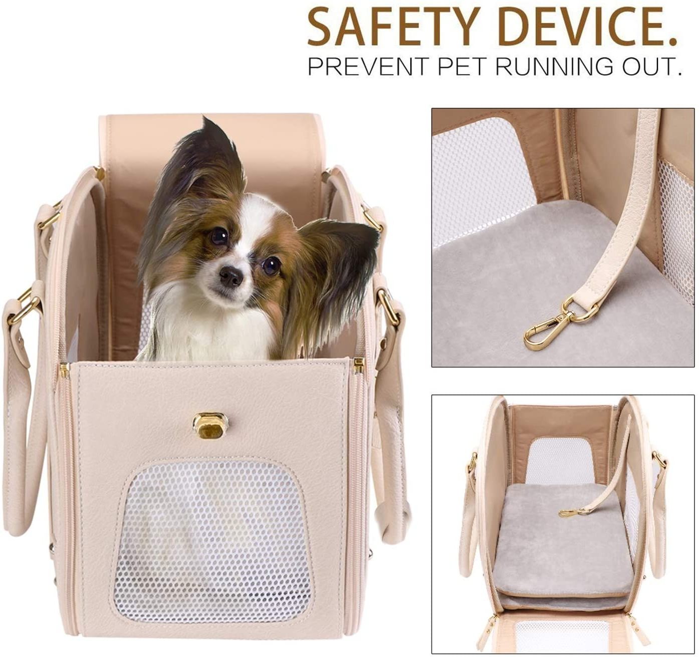 FREE SAMPLE Dog Pet Cat Carrier Foldable Waterproof Premium PU Leather Pet Purse Portable Bag Carrier