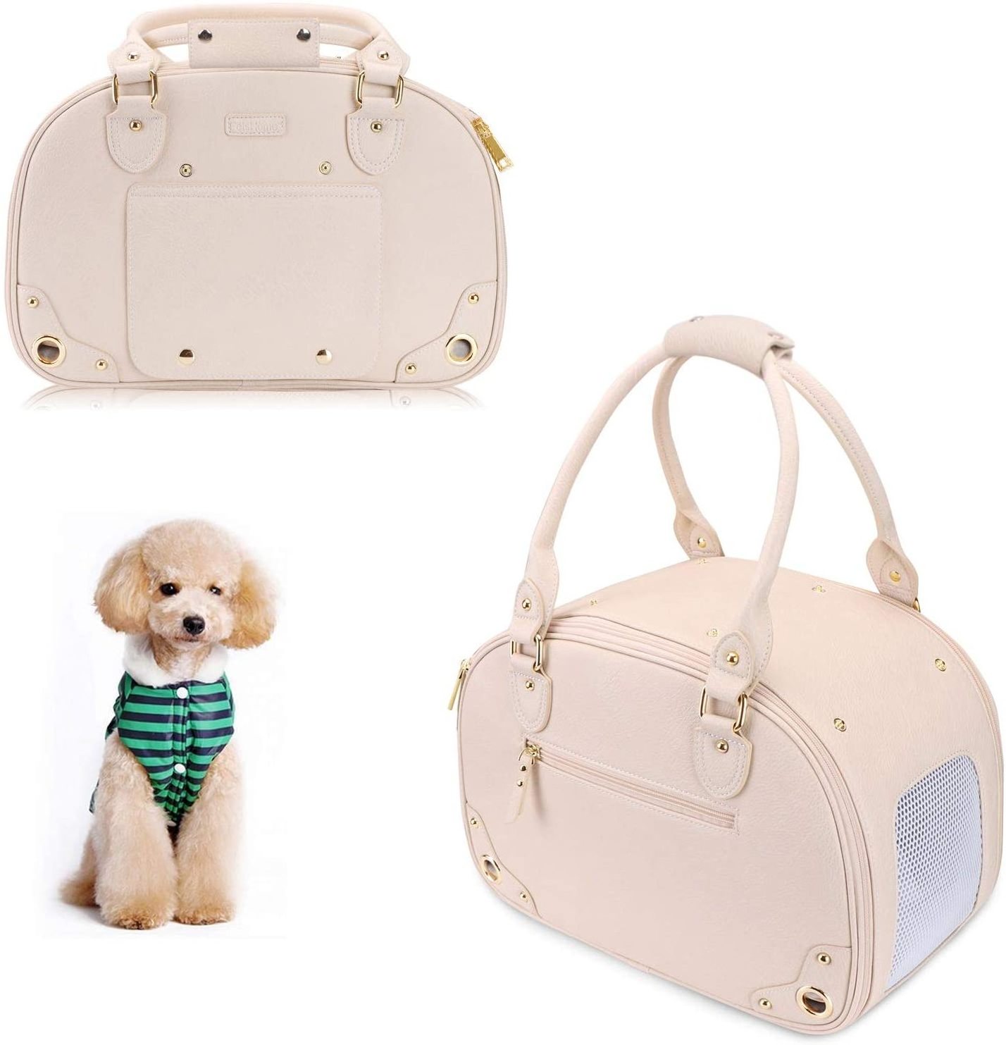 FREE SAMPLE Dog Pet Cat Carrier Foldable Waterproof Premium PU Leather Pet Purse Portable Bag Carrier