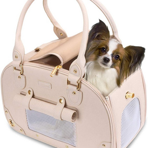 FREE SAMPLE Dog Pet Cat Carrier Foldable Waterproof Premium PU Leather Pet Purse Portable Bag Carrier