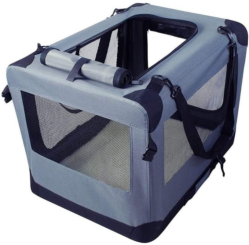 FREE SAMPLE Soft Pet Crates Kennel 3 Door Soft Sided Folding Travel Pet Carrier with Straps and Fleece Mat for Dogs Cats Rabbits